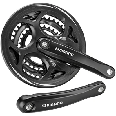 Image of Shimano FC M311 Altus square taper chainset, 48/38/28T, with chainguard, 175 mm
