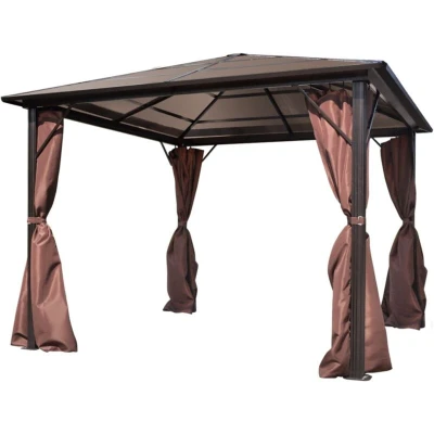 Image of vidaXL Gazebo with Curtain Brown Aluminium 300 x cm