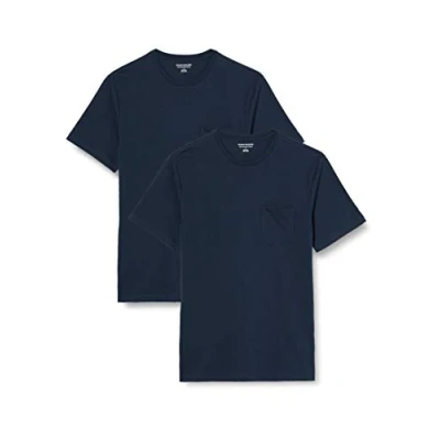 Image of Amazon Essentials Men&#039;s T Shirt Regular Fit Short Sleeve Crewneck Pocket, Pack of 2, Navy, 4XL Plus Tall