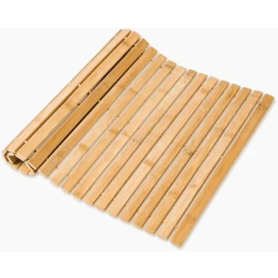 Image of Luxury Rectangular Bamboo Slatted Folding Duck Board Non Slip Wooden Bath Mat Shower Spa Sauna Indoor &amp; Outdoor Use Kitchen Bedroom Bathroom Toilet Stylish and Functional Wood 60 x 40cm