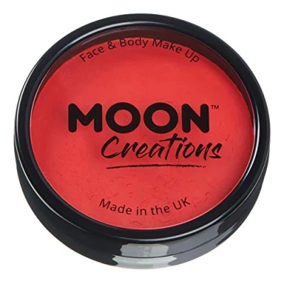 Image of Moon Creations Pro Face &amp; Body Makeup Bright Red 36g Professional Colour Paint Cake Pots For Painting Kids, Adults, Fancy Dress, Festivals, Halloween