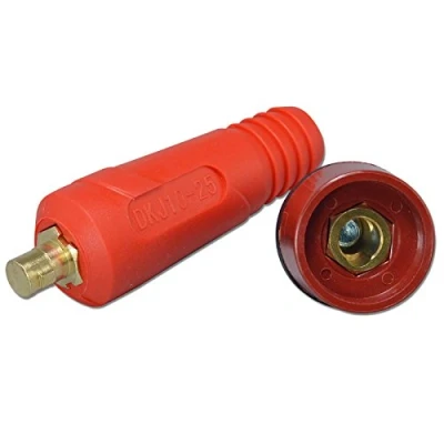 Image of RIVERWELD TIG Dinse Cable Panel Connector Socket with Red Color DKJ10 25 DKZ10 Quick Fitting 2pcs