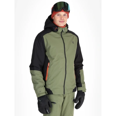 Image of Dare 2b Men&#039;s Water repellent Precision II Ski Jacket Black Olivine Green, Size: Xxxl
