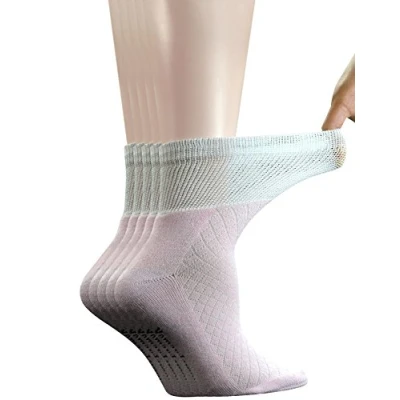 Image of Yomandamor Ladies 5 Pack Bamboo Quarter Seamless Diabetic Sock with Non Binding top,Size 3 8 UK