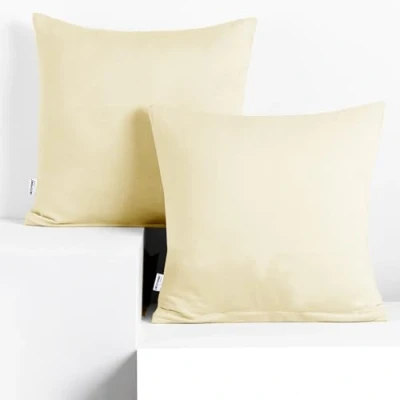 Image of DecoKing 2 Pillowcases 40 x cm Jersey Cotton Zip Cream Amber