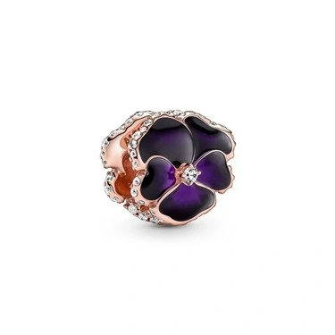 Image of Pandora Deep Purple Pansy Flower Charm 780777C01