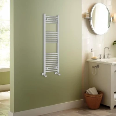 Image of Warmehaus Contemporary Straight Heated Bathroom Towel Rail Radiator Rad 1200x400mm Chrome