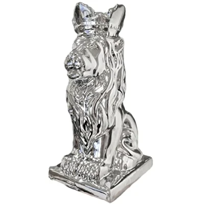 Image of Touch of Venetian SILVER SPARKLY LION TIGER DECORATION FIGURINE CHROME EFFECT ORNAMENT BLING UK