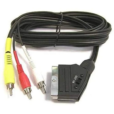 Image of PremiumCord SCART Cable to 3 x RCA Male In/Out Switch Black 1.5 m