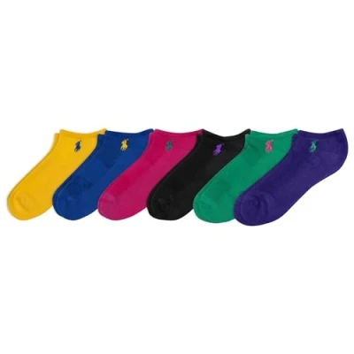 Image of Polo Ralph Lauren Women&#039;s Performance Cotton Low Cut Socks 6 Pair Pack Breathable Mesh &amp; Sport Cushioning Half, Bright Assorted, 8 10 UK (Pack of 6)