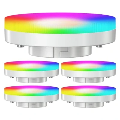 Image of ledscom.de 5 Pieces GX53 LED RGB Bulbs, Warm White Cool (2900 6100 K), 6.6 W, 670lm, 107, Smart Home, WLAN, Alexa, matt