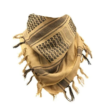Image of Men&#039;s Protective SAS Army 100% Cotton Military Desert Tactical Neck Head Keffiyeh Wrap Combat Sun Hat Scarf Shemagh (Sand Black)