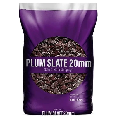 Image of UNIQUE HOME LIVING Decorative Stone Chippings Rock SLATE Garden Patio Gravel Aggregates Pathway Driveway Natural Stones Pebbles PLUM 15 35mm
