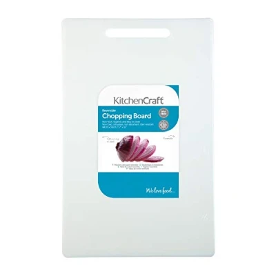 Image of KitchenCraft Extra Large Chopping Board, Non Toxic Plastic, White, 44 x 30 cm
