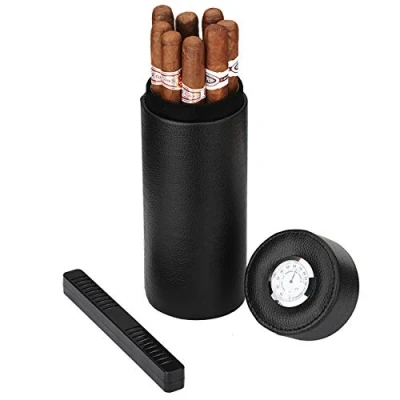 Image of Popular Cedar Wood Lined Portable Travel Leather Cigar Case,Cigar Humidor