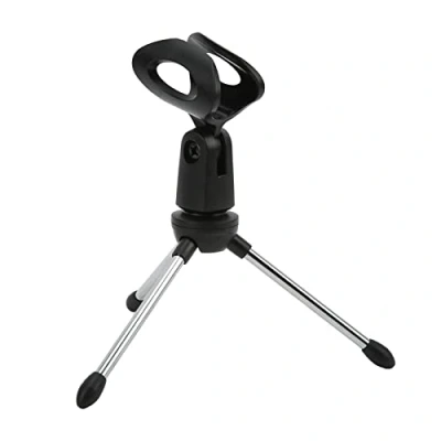 Image of Desktop Microphone Stand, Table Mic Stand 5/8 inch Thread Easy to Store Shockproof with Clip for Conference