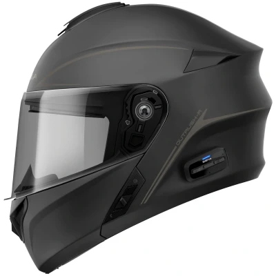 Image of Sena Outrush R Bluetooth Modular Motorcycle Helmet with Intercom System (Matte Black, XL)