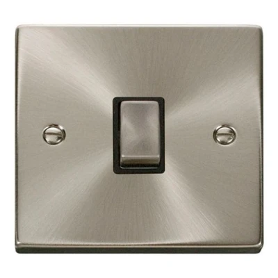 Image of Click Deco Ingot Double Pole Plate Switch Black Satin Chrome 20A VpsC722BK