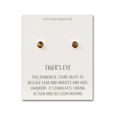 Image of Philip Jones Tigers Eye Stud Earrings with Quote Card