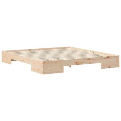 Image of Floor Bed Frame with Storage Brown 200 x cm Solid pine wood Vidaxl