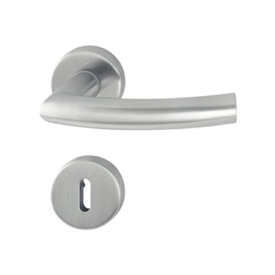 Image of HOPPE 2819221 BB, 37 42, matt Stainless Steel Trondheim Handle Set with Rosettes (Deadlock)