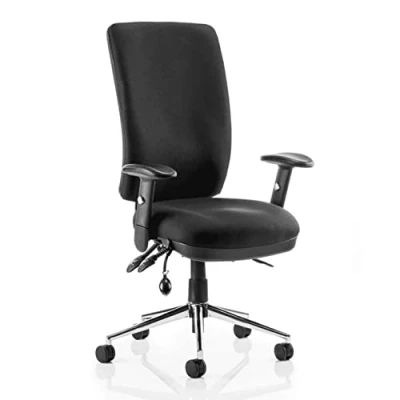 Image of Dynamic Chiro High Back Task Operators Chair Black with Height Adjustable and Folding Arms