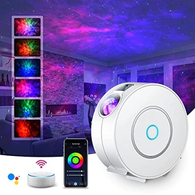 Image of SUPPOU LED WiFi Galaxy Projector, Smart Night Light Kids Adults 3D Star Projector with RGB Adjustment/Voice Control/WiFi/Timer Compatible Alexa Google Assistant for Room Decor