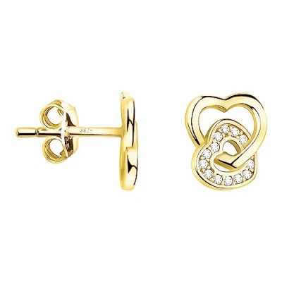 Image of SOFIA MILANI Women&#039;s Earrings 925 Silver Gold Plated Doubled Heart Dangle Earring E2067