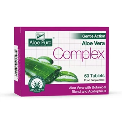 Image of Aloe Pura Vera Gentle Action Complex Tablets, Natural, Vegetarian, Cruelty Free, Food Supplement, Botanical Blend, 60 Tablets