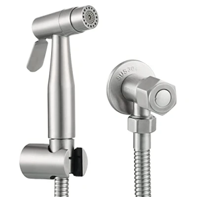 Image of CIENCIA Hand Held Bidet Sprayer Stainless Steel Shattaf Complete Set for Toilet, WS024AF6