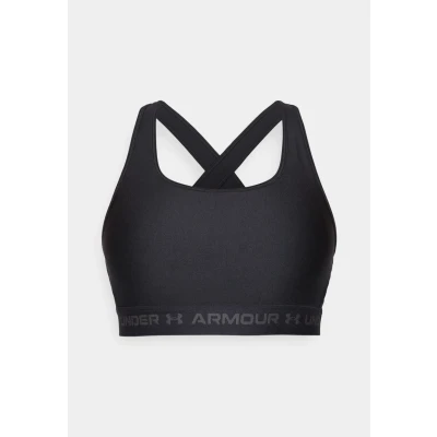 Image of Under Armour Crossback Medium support sports bra, Women&#039;s, Size: XL, Black/jet gray