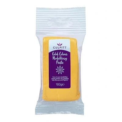 Image of CULPITT Metallic Colour Food Modelling Pastes, Sugar Paste for Celebration Cake Models, Hearts, Stars, Flowers, Leaves Gold 100g
