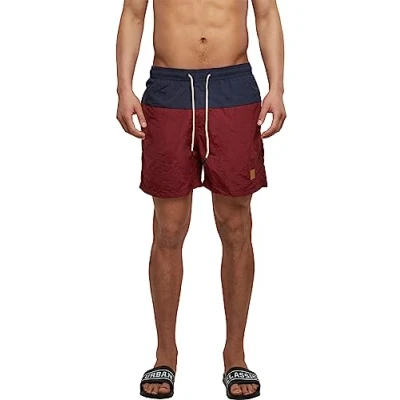 Image of Urban Classics Swimming shorts, Men&#039;s, Size: Small, Navy/burgundy