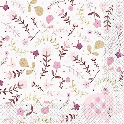 Image of Charming Pink Floral Elephant Luncheon Napkins (16cm) Unique &amp; Elegant Party Perfect for Celebrations Table Decor 16ct