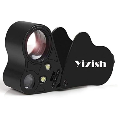 Image of 30X 60X Illuminated Jewelers Eye Loupe Magnifier Foldable Jewelry with Bright LED Light for Gems Coins Stamps
