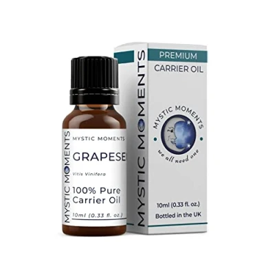 Image of Mystic Moments Grapeseed Carrier Oil 10ml Pure &amp; Natural Perfect For Hair, Face, Nails, Aromatherapy, Massage and Dilution Vegan GMO Free
