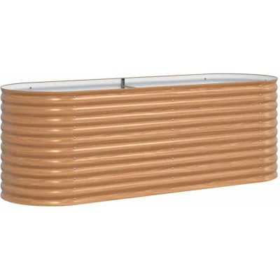 Image of vidaXL Brown Raised Garden Bed Wood Look 240x80x81 cm Steel