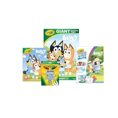 Image of CRAYOLA Bluey Mega Bundle Includes 4 Themed Colouring Activities with Stickers and Markers Kids Arts &amp; Crafts
