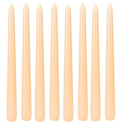 Image of Taper Candles, Table Candlestick Candles in a Set of 8 Cream, Pack 8, Size: Height x Diameter Approx. 25 2 cm
