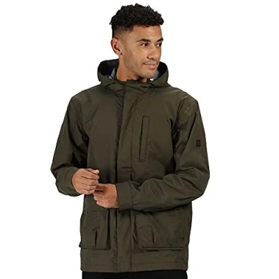 Image of Regatta Mens Bazyl II Waterproof Breathable Lightweight Shell Jacket, Dark Khaki 2XL