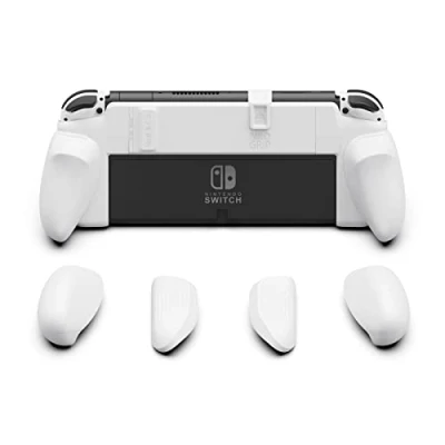 Image of Skull &amp; Co. NeoGrip for Nintendo Switch OLED and Regular Model: An Ergonomic Grip Hard Shell with Replaceable Grips [to fit All Hands Sizes] [No Carrying Case] White