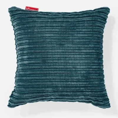 Image of Lounge Pug Cord Scatter Cushion Teal Blue 47 x cm Decorative Pillow Filled