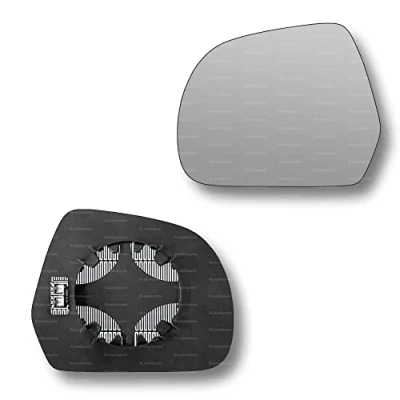 Image of Less4spares Replacement Wing Mirror Glass Left Compatible with Nissan Micra 2010 2017 CLIP ON Passnager Near Side N/S Heated Convex