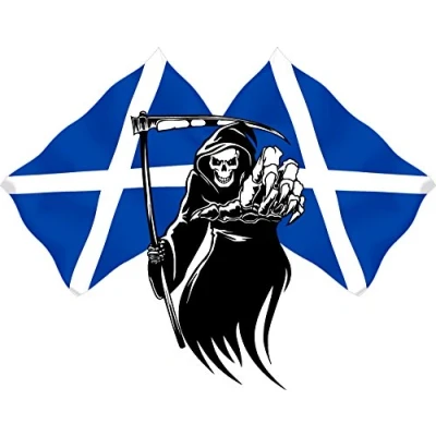 Image of LightningSigns Racing Grim Reaper Skull Scotland Scottish Flag Car Bike Van Sticker LSGRSco (Large)