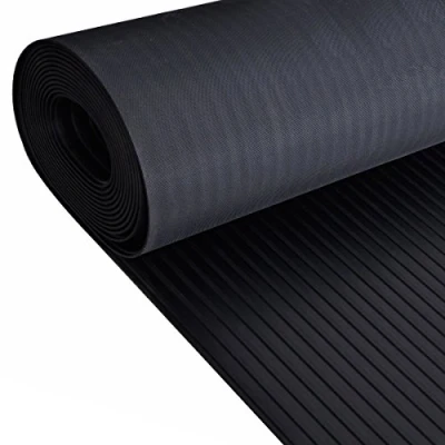 Image of 5m x 1.2m Wide Ribbed Rubber Garage Flooring Matting 3mm Thick Floor Roll