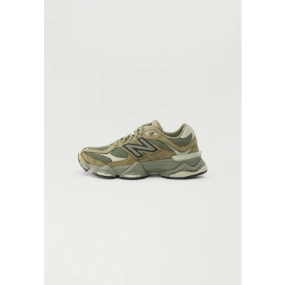 Image of New Balance 9060 Unisex Trainers, Size: 9, Dark olivine Leather and textile
