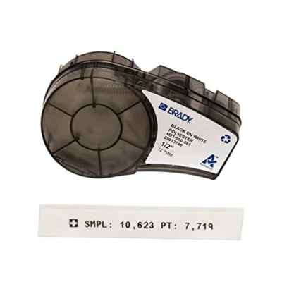 Image of Brady Polyester Tape for BMP21 PLUS; LAB; BMP21, 12.70 mm x 6.40 m, Black on White