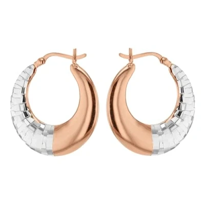 Image of Tuscany Silver Women&#039;s Sterling Rose Gold Plated Deco Creole Earrings