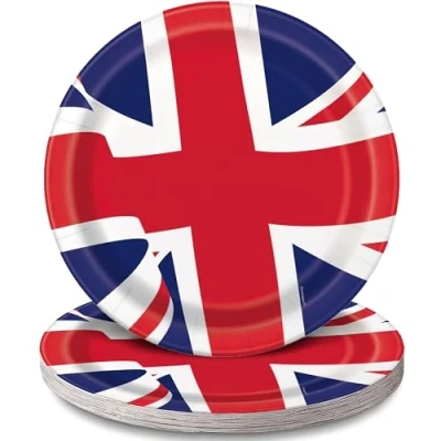 Image of Unique 28795 Paper Plates 23 cm Union Jack Party Pack of 8, Multicolour