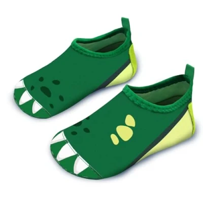 Image of Kids Water Shoes Boys Toddles Baby Beach Swim Aqua Pool Swimming Socks Quick Dry Non Slip（Dinosaurs Paw Green 24/25）